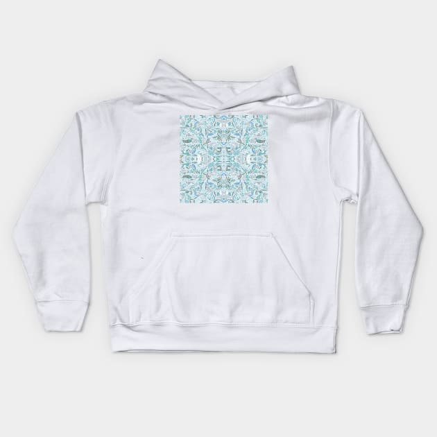 Mosaic in Aquamarine / Boho Tile Pattern Kids Hoodie by matise